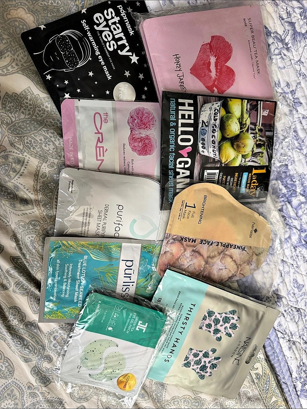 Several Face, eye, and hand masks